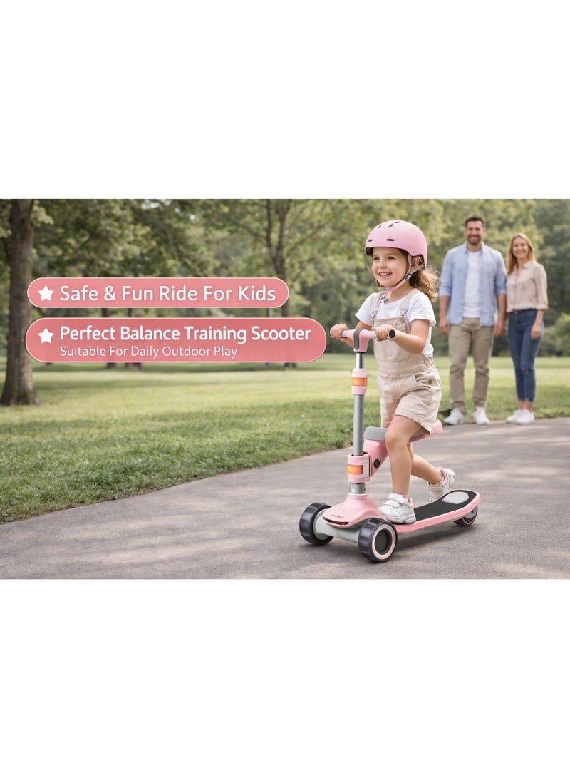 3-In-1 Kids Scooter with Removable Seat, Adjustable Height 69-91CM, Foldable 3 Wheel Design, Supports Up To 80KG, Lightweight & Stable Outdoor Ride - Image 4